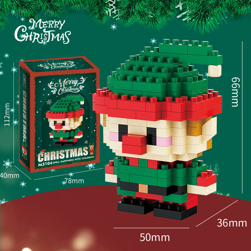 Kerst mini-bouwsteenfiguren – Cadeauset met kerstman, sneeuwpop, rendier & kerstboom