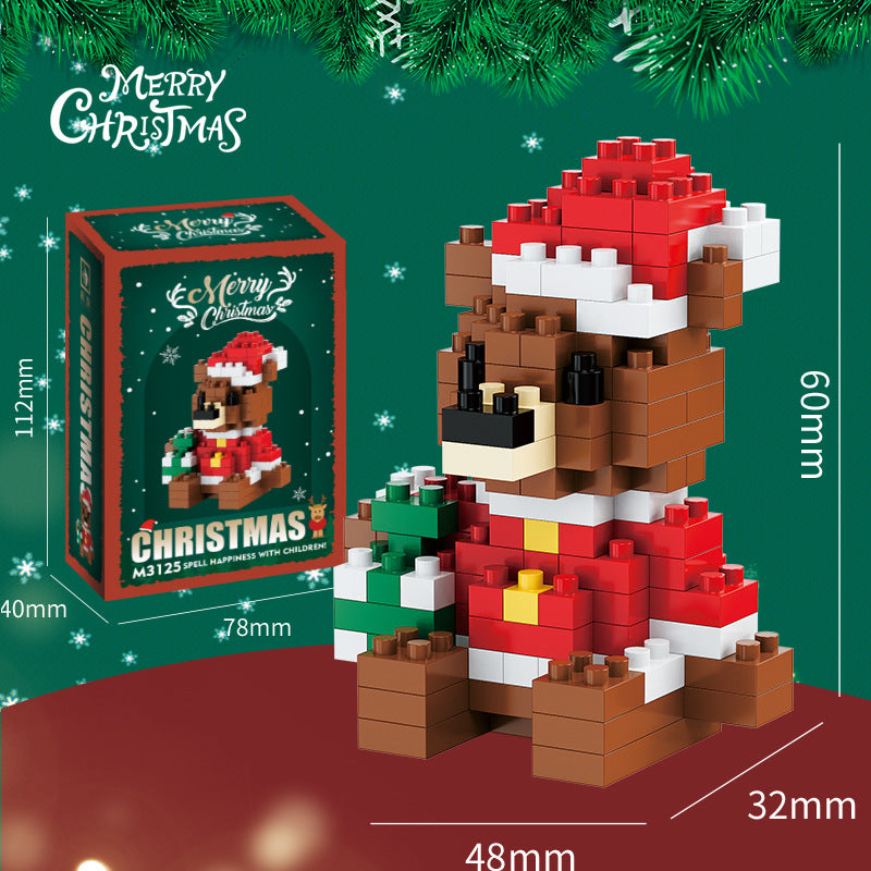 Kerst mini-bouwsteenfiguren – Cadeauset met kerstman, sneeuwpop, rendier & kerstboom