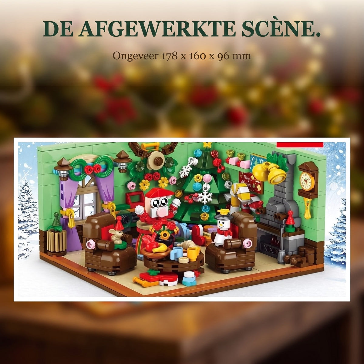 Kerst Woonkamer Adventskalender, 669-delige Scène met 24 Doosjes