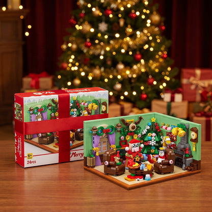 Kerst Woonkamer Adventskalender, 669-delige Scène met 24 Doosjes