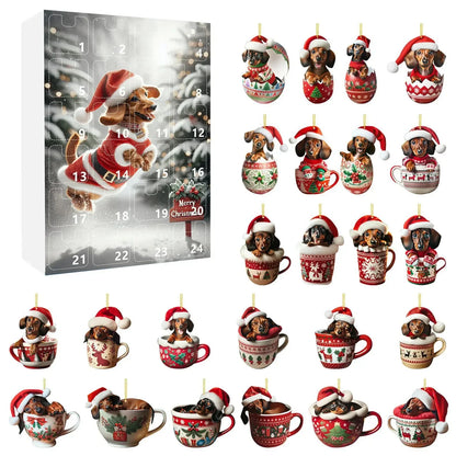 Kerstadventskalender met teckelthema – 24-daagse countdown en decoratief acryldesign