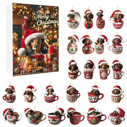 Kerstadventskalender met teckelthema – 24-daagse countdown en decoratief acryldesign