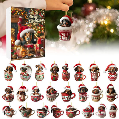 Kerstadventskalender met teckelthema – 24-daagse countdown en decoratief acryldesign