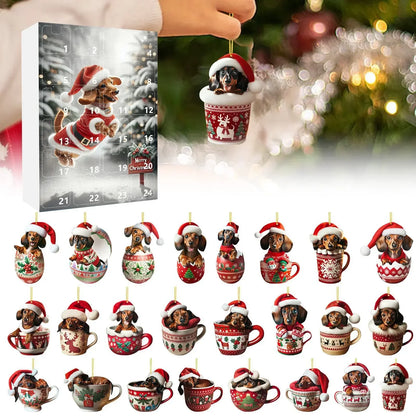 Kerstadventskalender met teckelthema – 24-daagse countdown en decoratief acryldesign