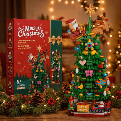 Kerstboom Adventskalender met Bouwstenen, 833 Stukjes in 24 Verrassingsdoosjes