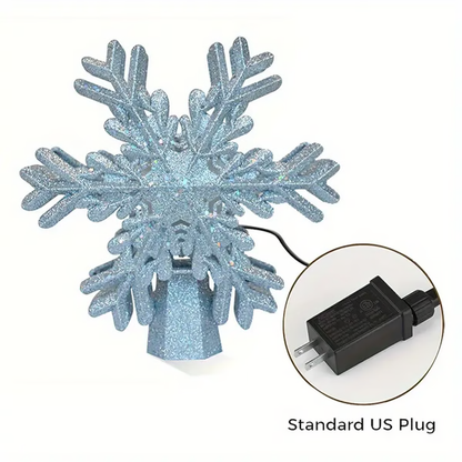 Kerstboompiek met verlichting en led-sneeuwvlokprojector