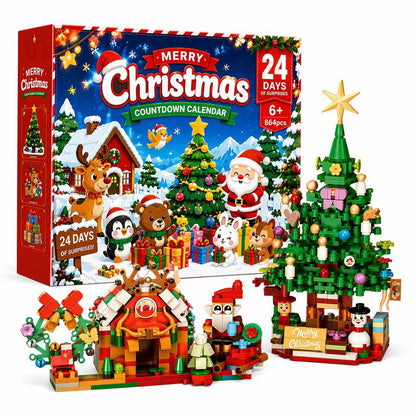 Kerstdorp Adventskalender met Bouwstenen, 864 Stukjes