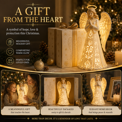 Kerstengel met Verlichting – Warme Gouden Gloed voor Hoop en Liefde