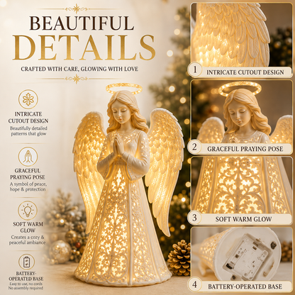 Kerstengel met Verlichting – Warme Gouden Gloed voor Hoop en Liefde