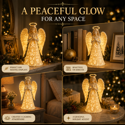 Kerstengel met Verlichting – Warme Gouden Gloed voor Hoop en Liefde