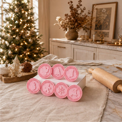 Kerstkoekjesstempelset - 3D reliëfstempel voor koekjes van bakkerskwaliteit - 9 feestelijke designs