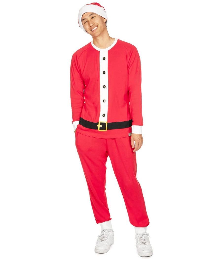Kerstman pyjamaset voor heren met top met ronde hals en broek met trekkoord