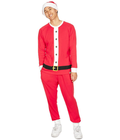 Kerstman pyjamaset voor heren met top met ronde hals en broek met trekkoord