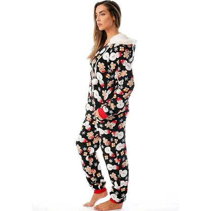 Kerstonesie voor dames - Zachte huisoutfit met capuchon en rits