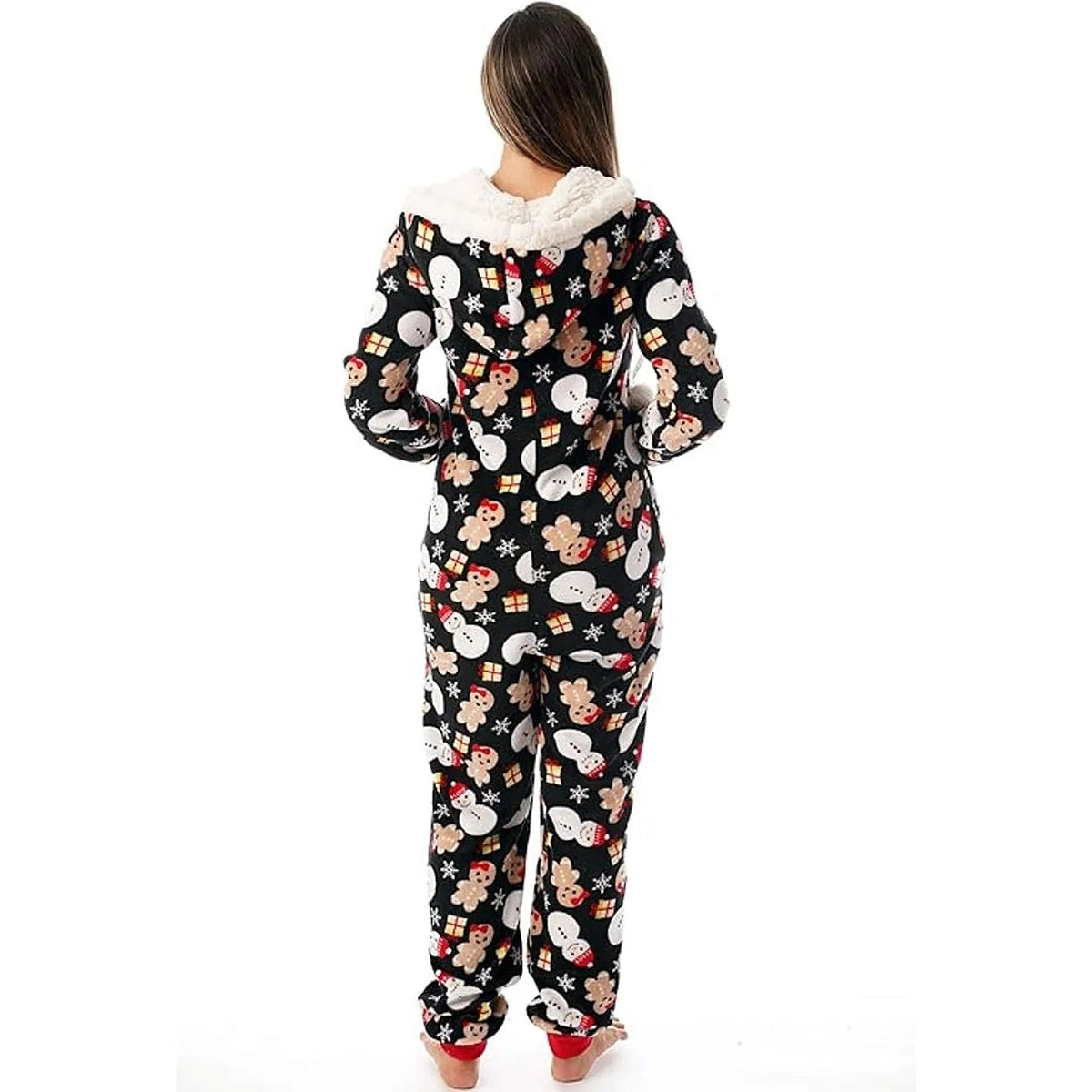 Kerstonesie voor dames - Zachte huisoutfit met capuchon en rits