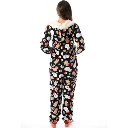 Kerstonesie voor dames - Zachte huisoutfit met capuchon en rits