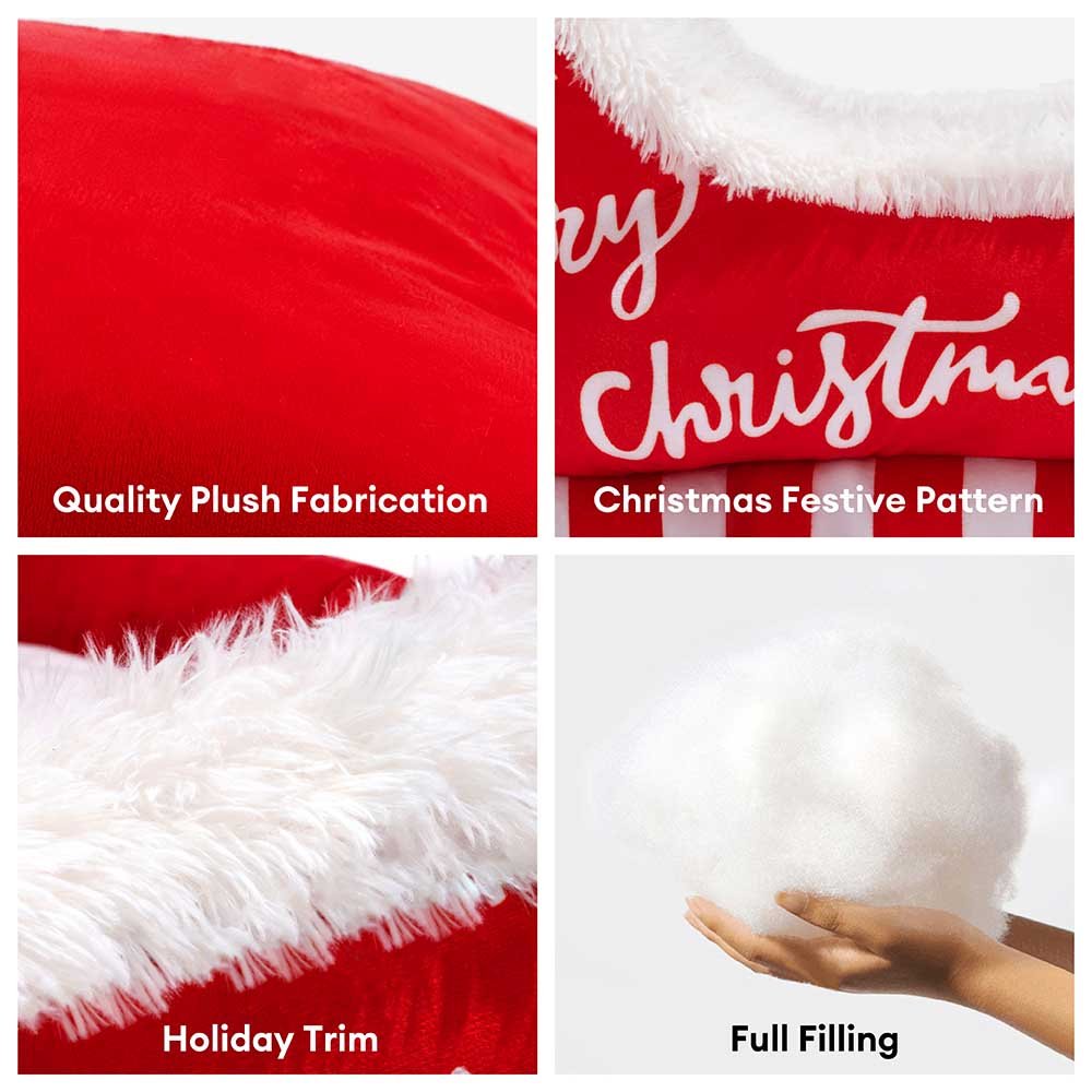 Kerstslee-hondenmand met pluche kristalfluweel en antislipbodem