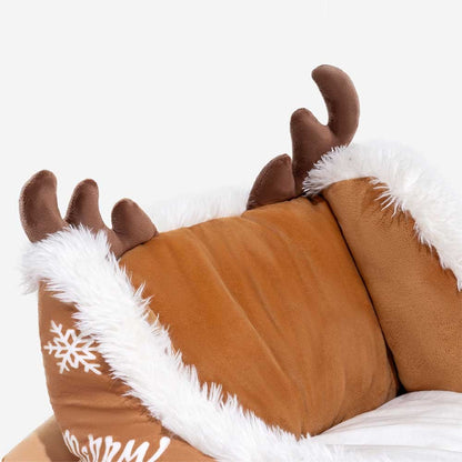 Kerstslee-hondenmand met pluche kristalfluweel en antislipbodem