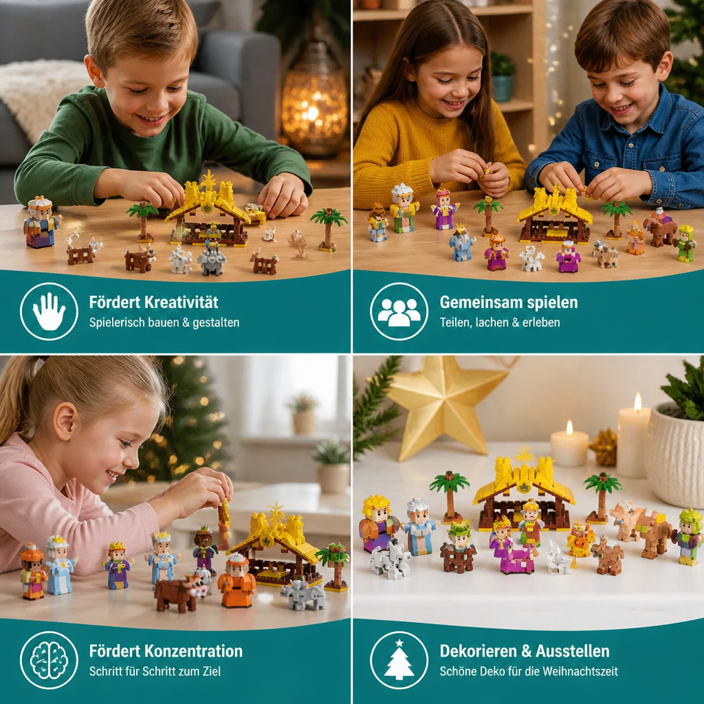 Kerststal bouwstenen adventskalender – 24 dagen gevuld met kerstfiguren