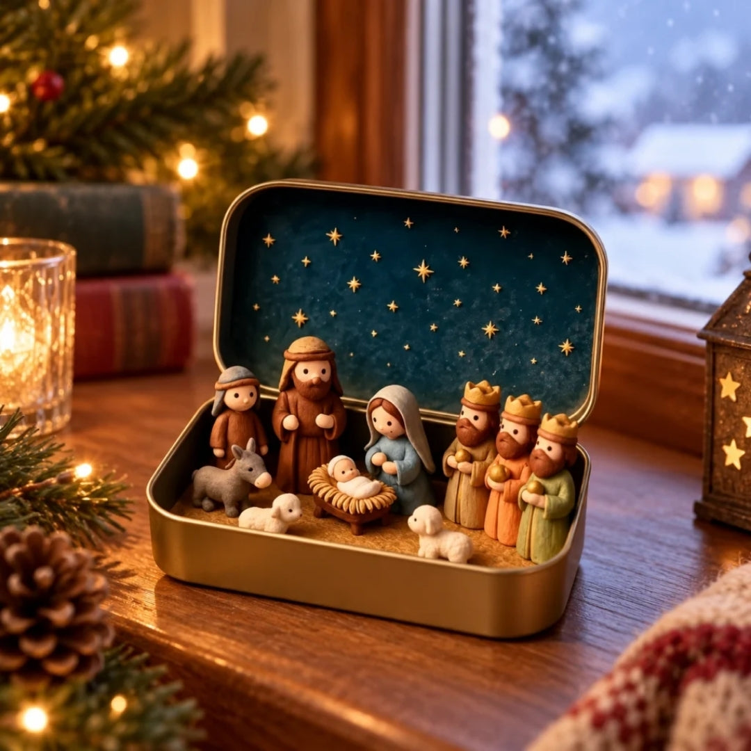 Kerststal in een stijlvol doosje