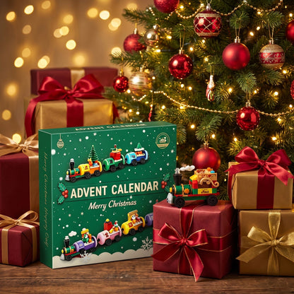 Kersttrein Adventskalender, 904-delige Bouwset Trein van Bouwsteentjes
