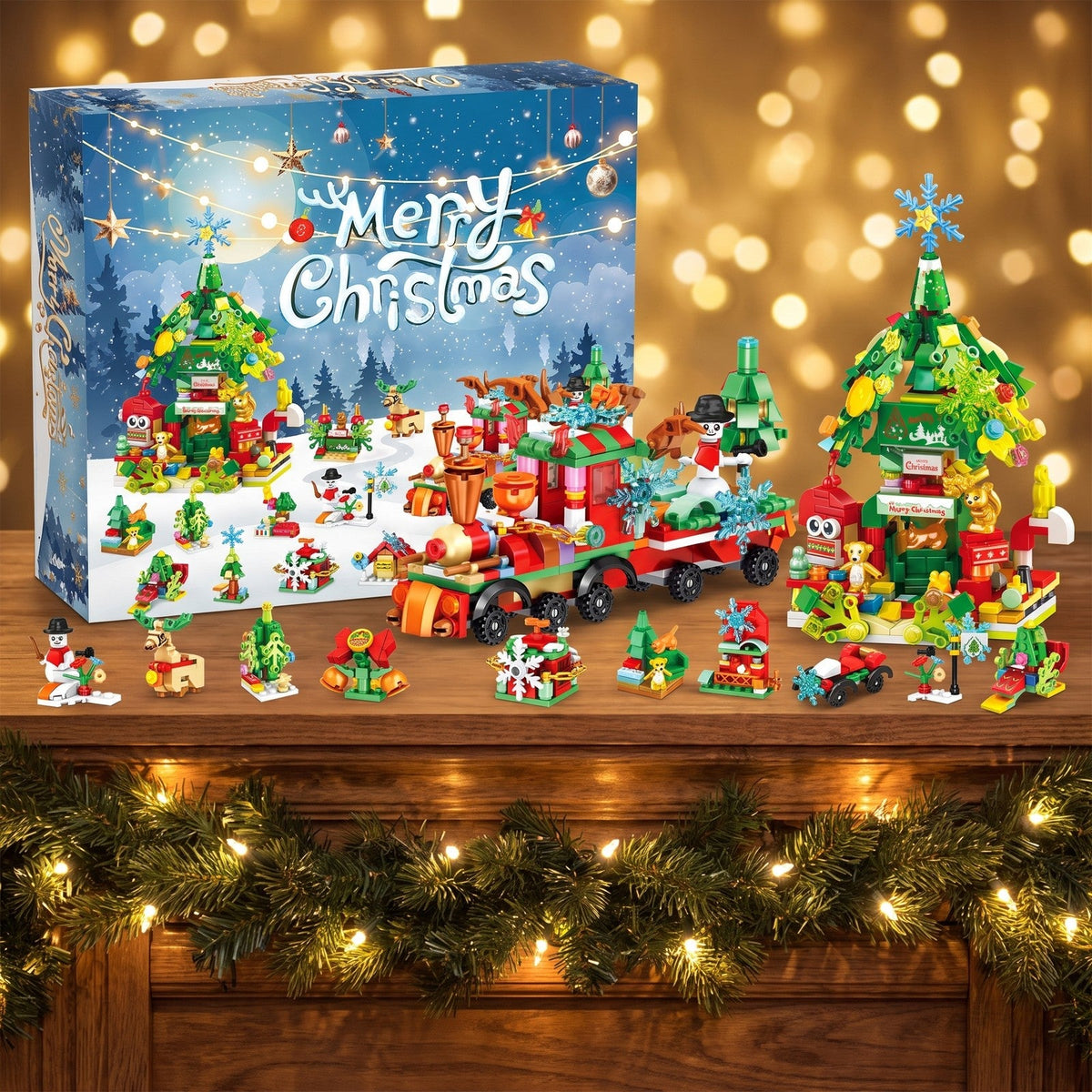 Kersttrein en Boomhuis Adventskalender, 699-delige Bouwset