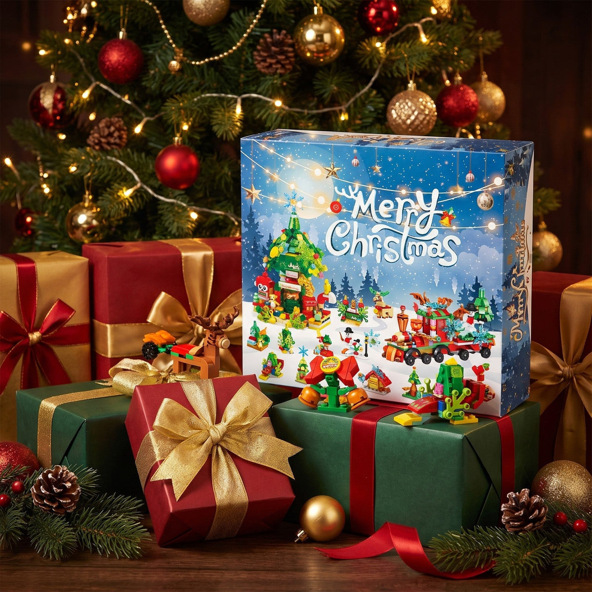 Kersttrein en Boomhuis Adventskalender, 699-delige Bouwset