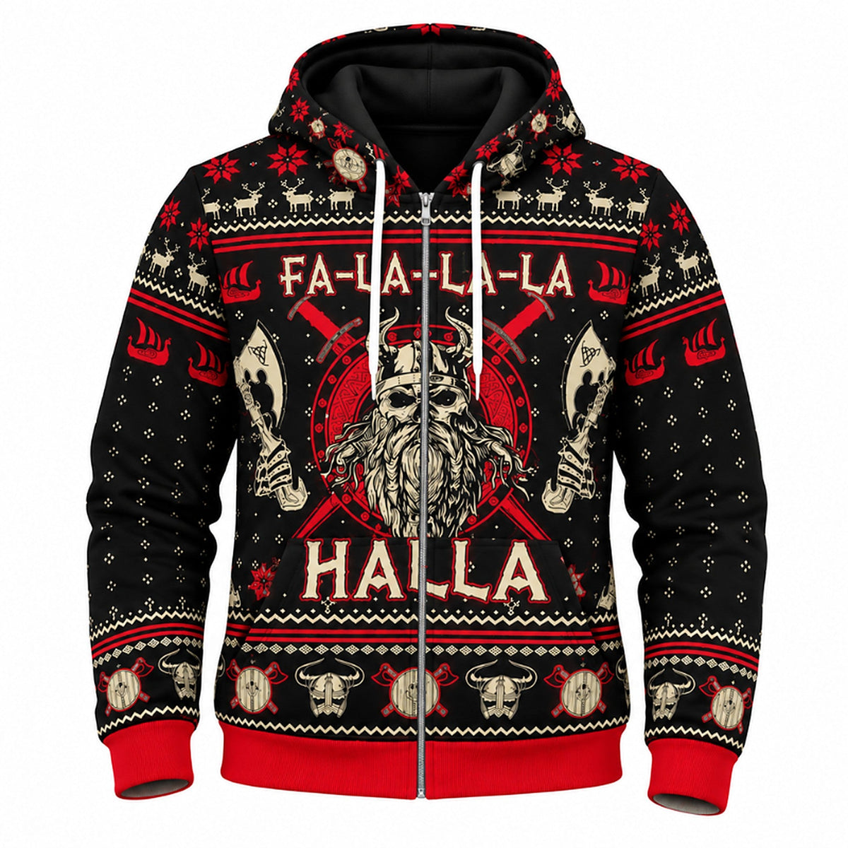 Kersttrui voor heren met vikingdesign - Als trui, hoodie of vest