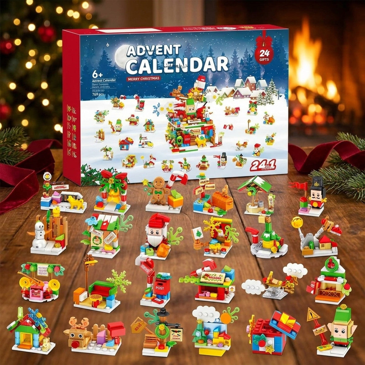 Kerstwerkplaats Adventskalender, 24-in-1 Kerstbouwsels, 769 Stukjes