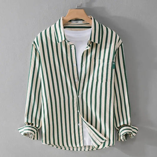 Image of Klaas | Heren Gestreept Lange Mouw Button-Down Overhemd