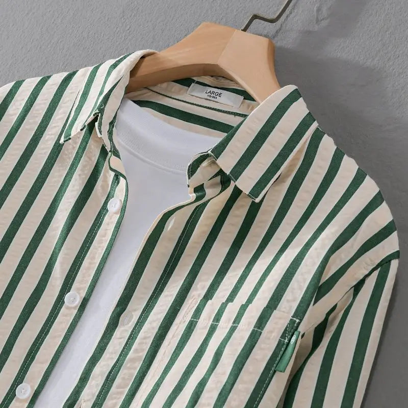 Image of Klaas | Heren Gestreept Lange Mouw Button-Down Overhemd