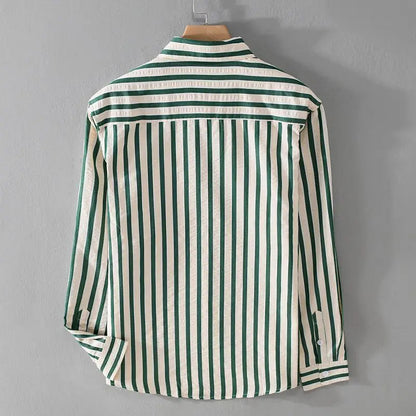 Image of Klaas | Heren Gestreept Lange Mouw Button-Down Overhemd