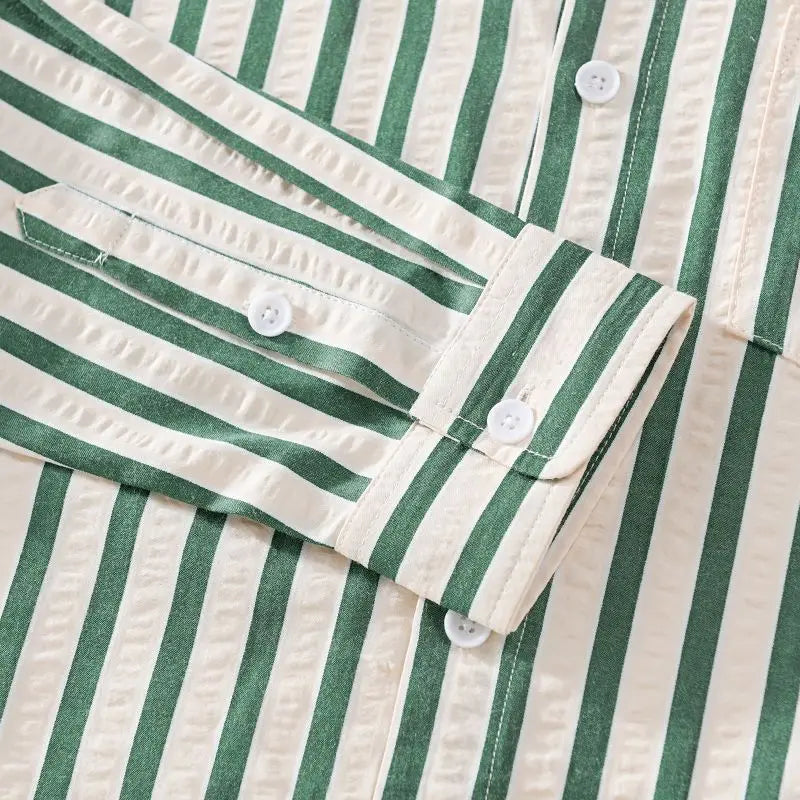 Image of Klaas | Heren Gestreept Lange Mouw Button-Down Overhemd