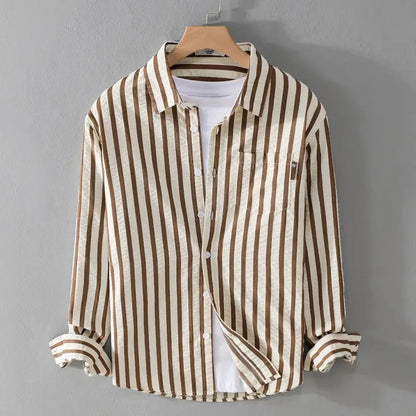 Image of Klaas | Heren Gestreept Lange Mouw Button-Down Overhemd