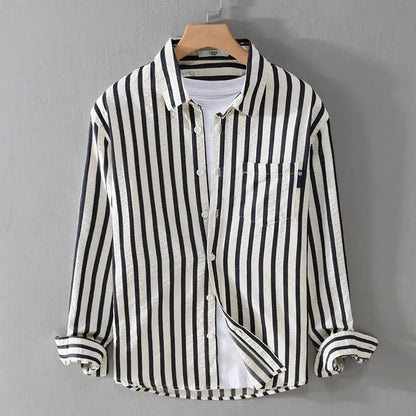 Image of Klaas | Heren Gestreept Lange Mouw Button-Down Overhemd
