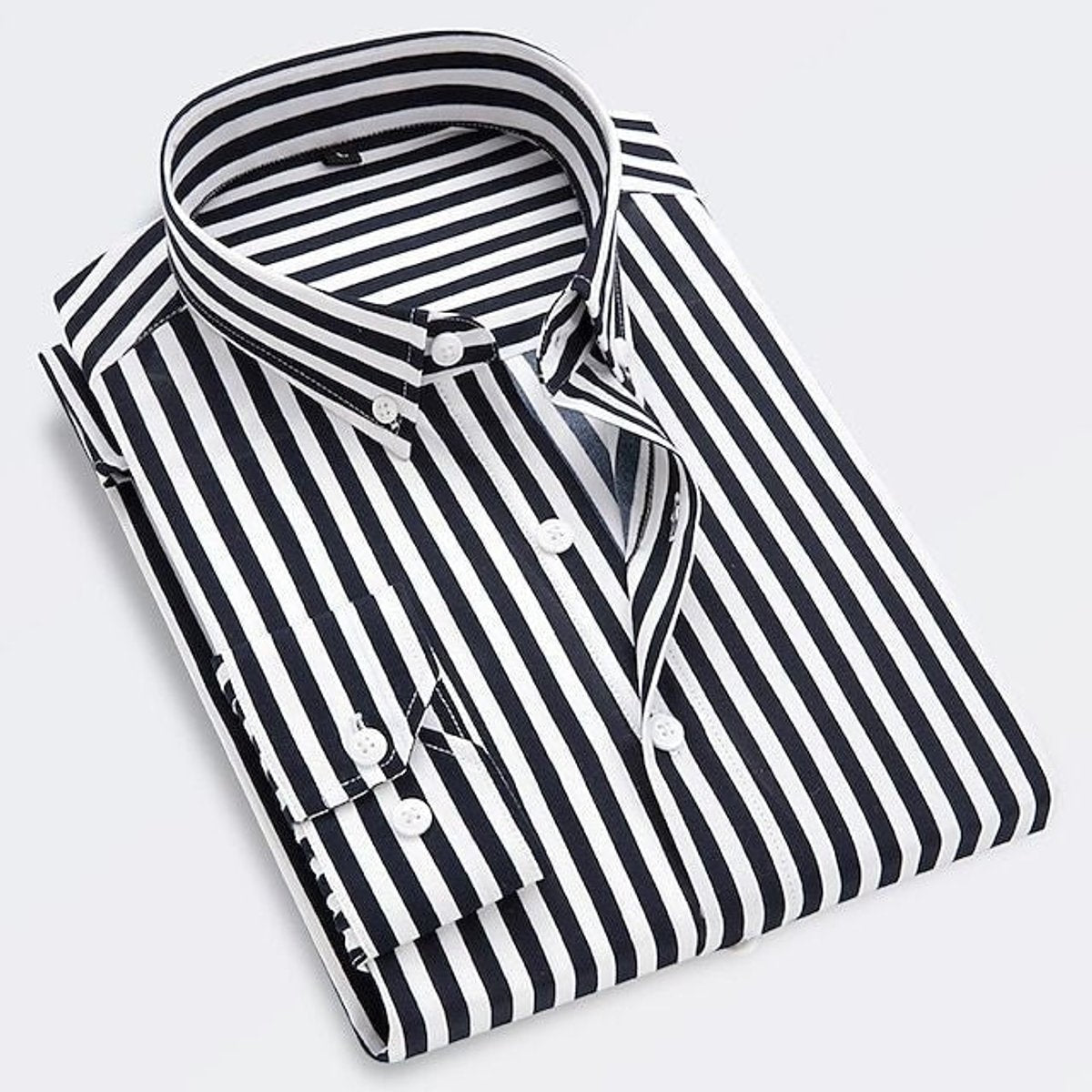 Klassiek gestreept button-down herenoverhemd met lange mouwen