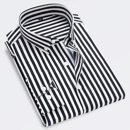 Klassiek gestreept button-down herenoverhemd met lange mouwen