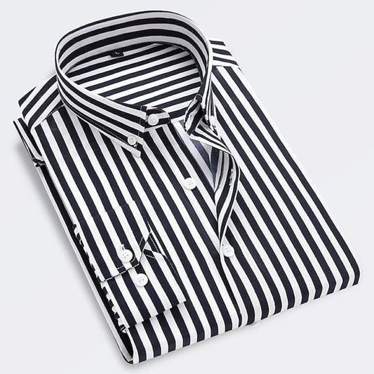 Klassiek gestreept button-down herenoverhemd met lange mouwen