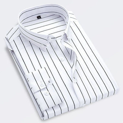 Klassiek gestreept button-down herenoverhemd met lange mouwen