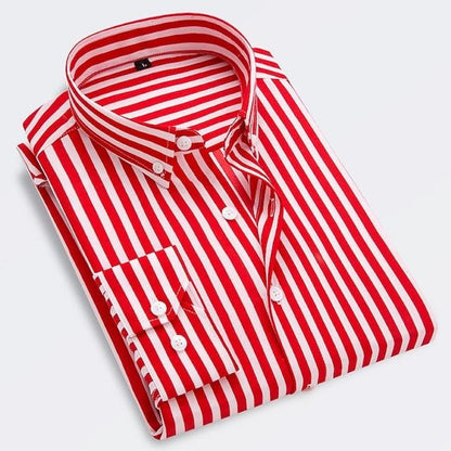 Klassiek gestreept button-down herenoverhemd met lange mouwen