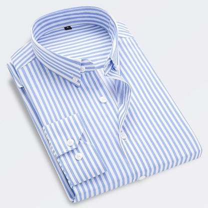 Klassiek gestreept button-down herenoverhemd met lange mouwen