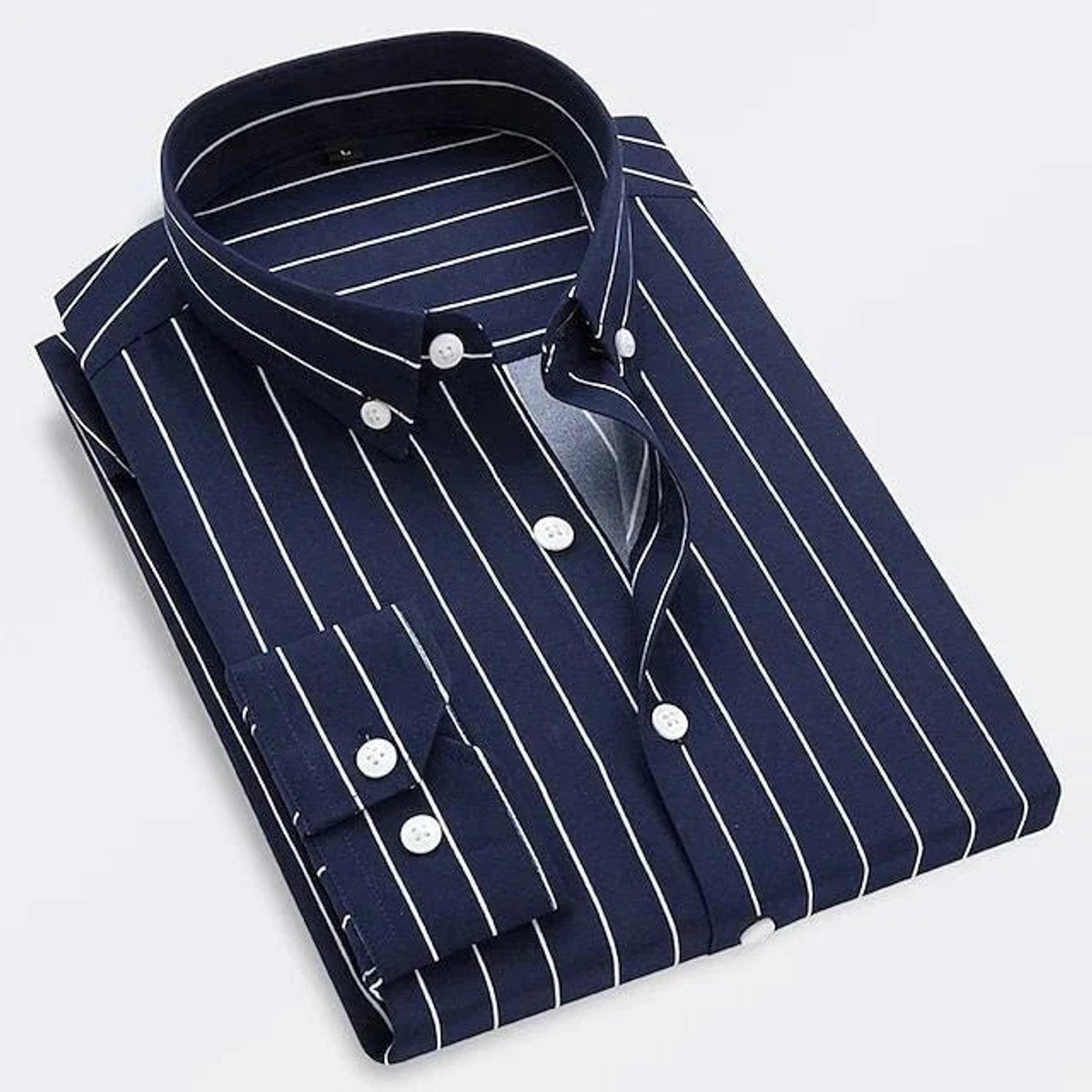 Klassiek gestreept button-down herenoverhemd met lange mouwen