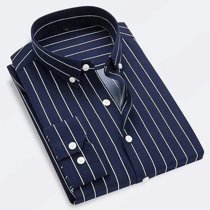 Klassiek gestreept button-down herenoverhemd met lange mouwen