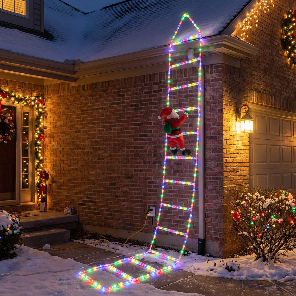 Klimmende kerstman - LED-kerstdecoratie