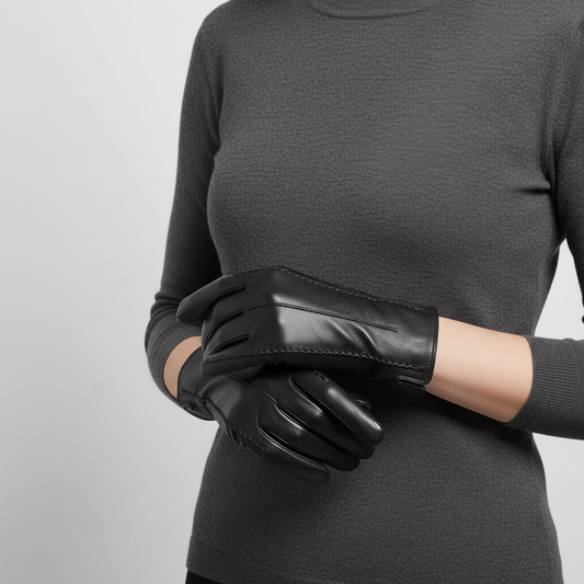 Korte handschoenen van vegan leer