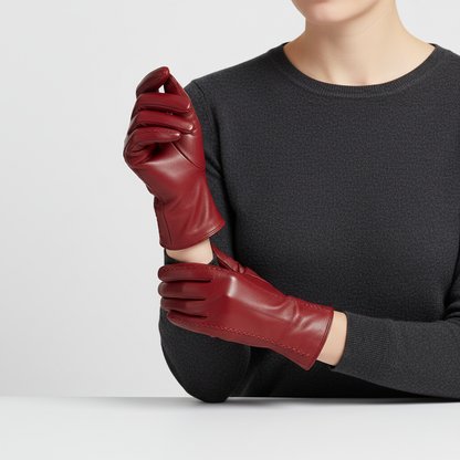 Korte handschoenen van vegan leer