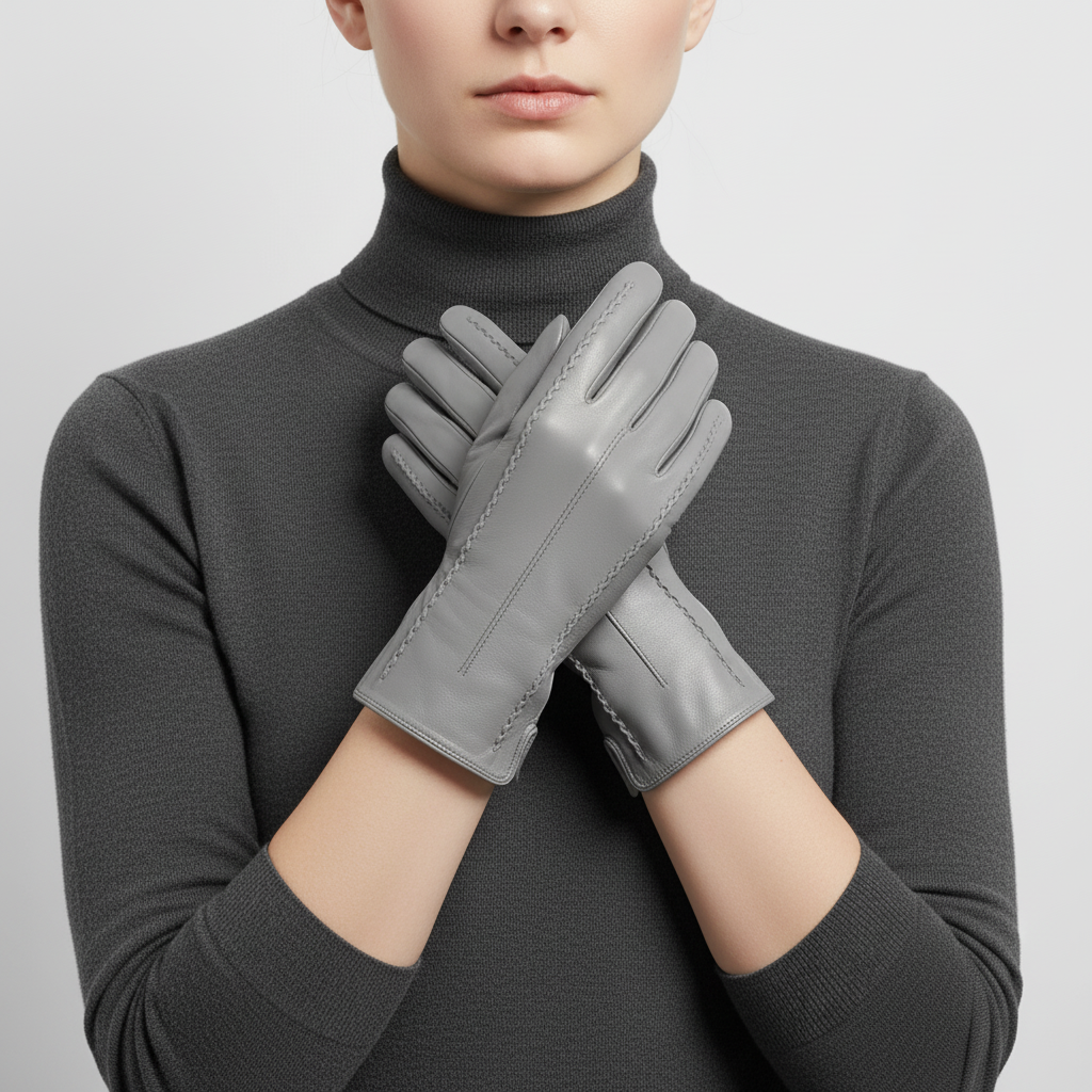 Korte handschoenen van vegan leer