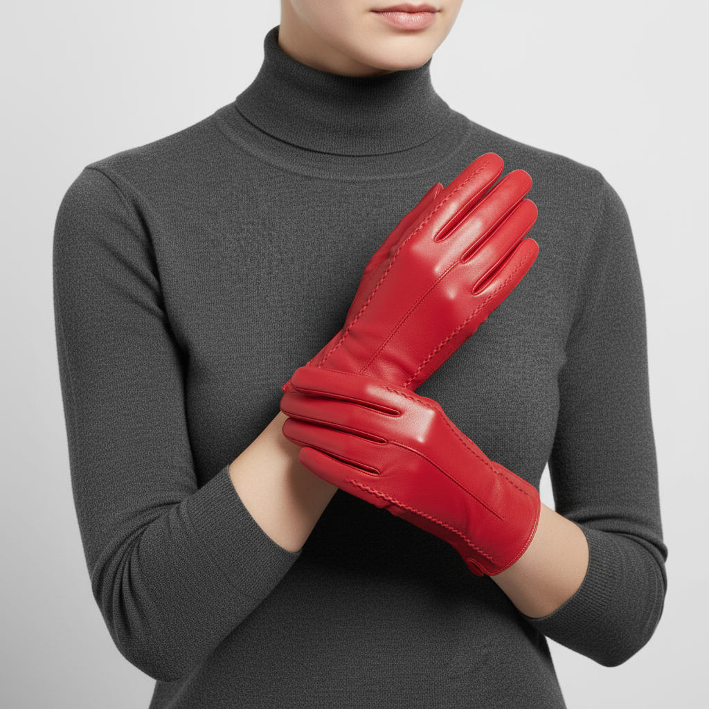 Korte handschoenen van vegan leer