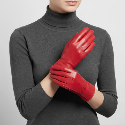 Korte handschoenen van vegan leer