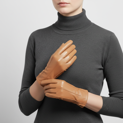 Korte handschoenen van vegan leer